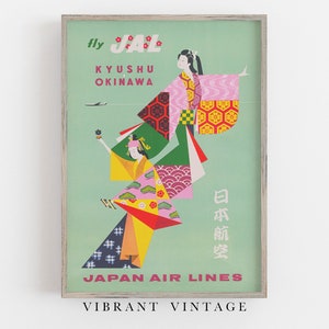 Impressão de viagem no Japão, pôster de viagem vintage, decoração de parede retrô, impressão de quimonos, arte da cultura japonesa, DOWNLOAD DIGITAL, arte para impressão