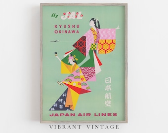 Vintage Japan Travel Poster: Kimono Art Print (Digital Download)
