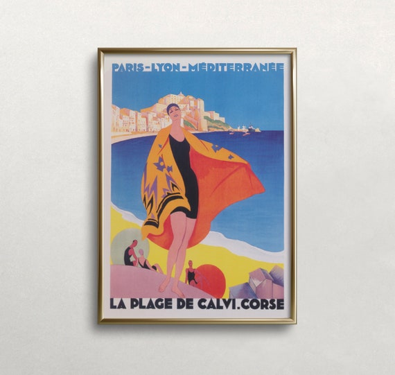 Calvi, France Vintage Travel Poster: Beach Wall Art (Digital Download)