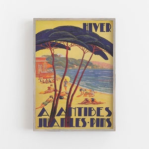 French Riviera Print, Vintage France Print, Antibes France, France Poster, Beach Wall Art, Travel Poster DIGITAL DOWNLOAD PRINTABLE Wall Art