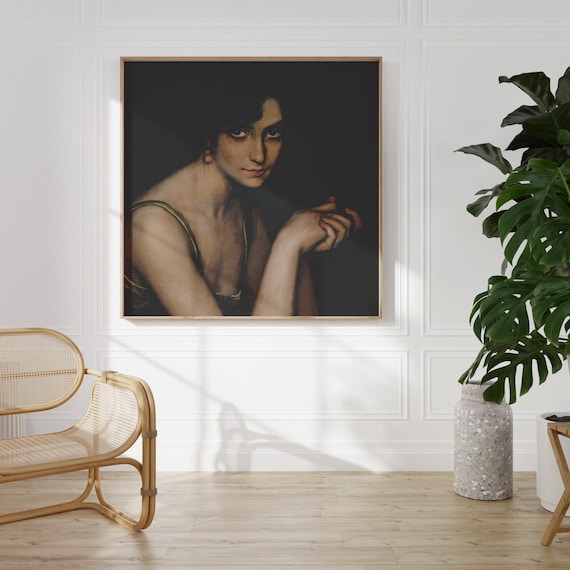 Vintage Woman Portrait Print: Dark Moody Wall Art (Digital Download)