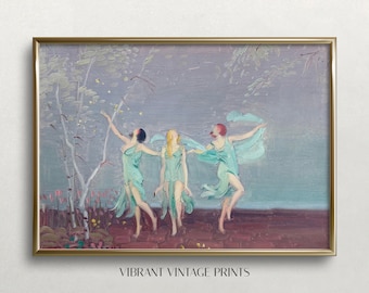 三美神アートプリント：ヴィンテージの踊る女性たち（デジタル