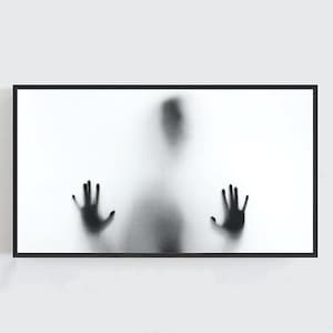 Halloween Frame TV Art, Black and White Art, Hands at Window, Scary Frame TV Art, Spooky Wall Decor, Digital DOWNLOAD, Samsung Frame Tv Art