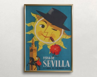 Sevilla Spain Vintage Travel Poster: Colorful Wall Art (Digital Download)