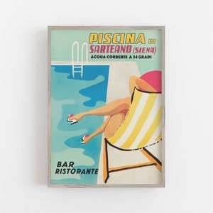 Poolside Wand Kunst, Vintage Wandkunst, Sommer Wandkunst, Italien Druck, Piscina, Italien Reise Poster, DIGITAL DOWNLOAD, DRUCKBARE Kunst, große Kunst