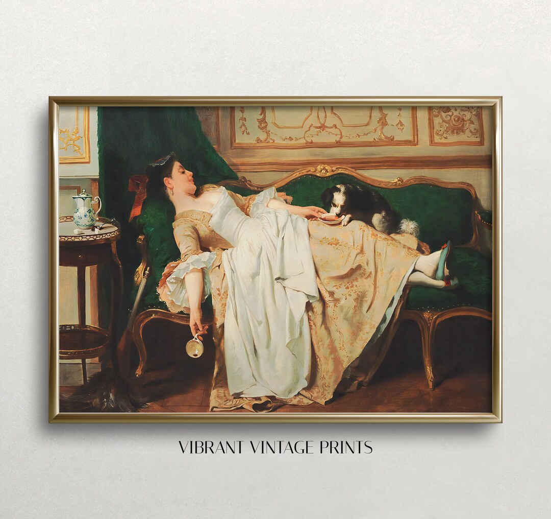 Woman Portrait | Woman and Dog Art | Vintage Wall Art | Victorian Wall ...