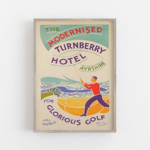 Turnberry Scotland Golf Print, Golf Wall Art, Scotland Travel Print, Vintage Wall Art, DIGITAL DOWNLOAD, PRINTABLE Wall Art, Large Wall Art