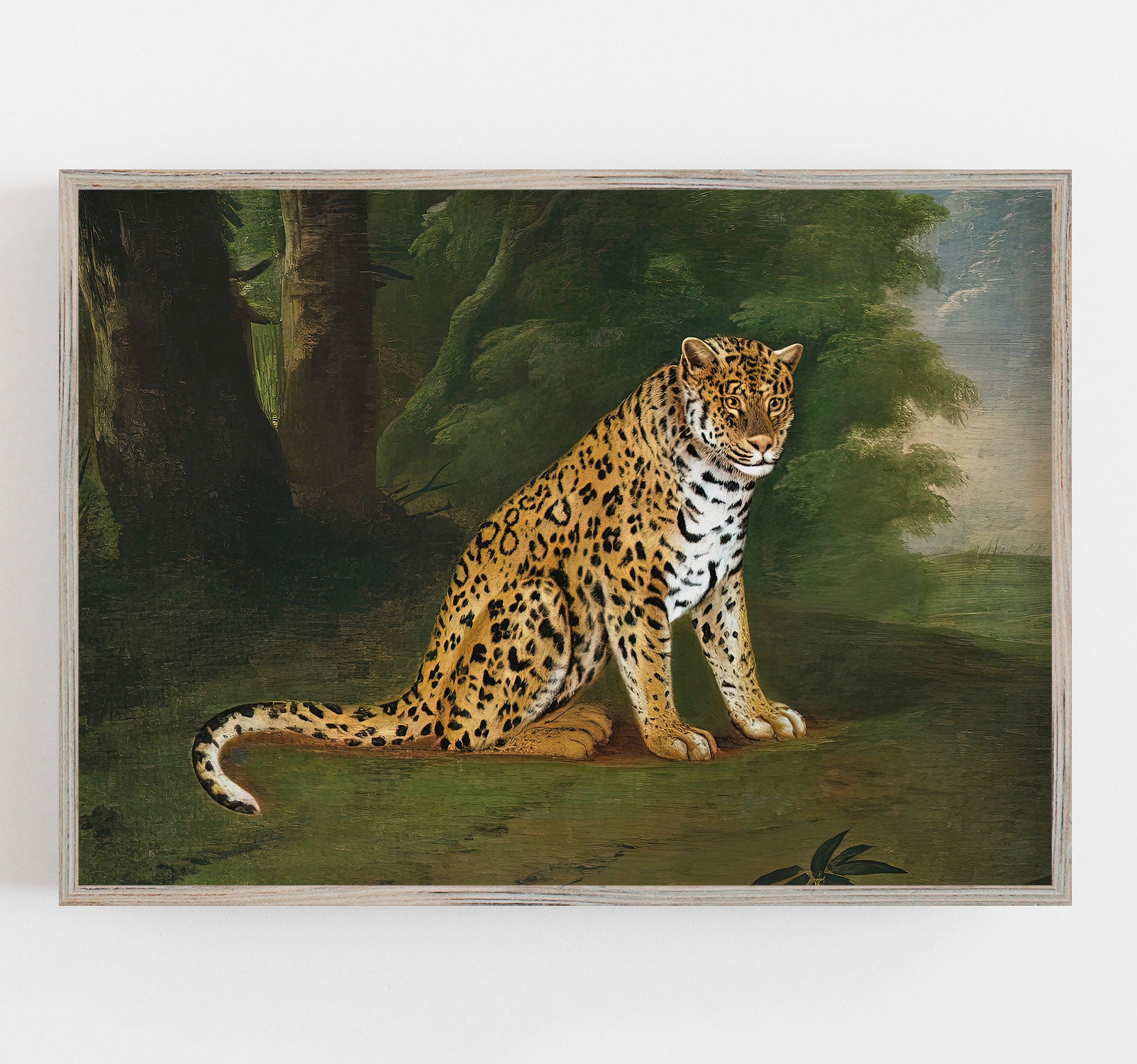 Vintage Leopard Art Print: Dark Moody Colors, Dark Aesthetic Decor
