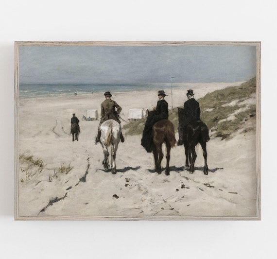 Vintage Equestrian Beach Print | Horseback Riders (Digital Download)