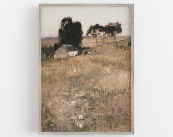 Muted Landscape Art | Vintage Farmhouse Art | Vintage Wall Art | Soft Neutral Colors | Digital DOWNLOAD | PRINTABLE Wall Art #178