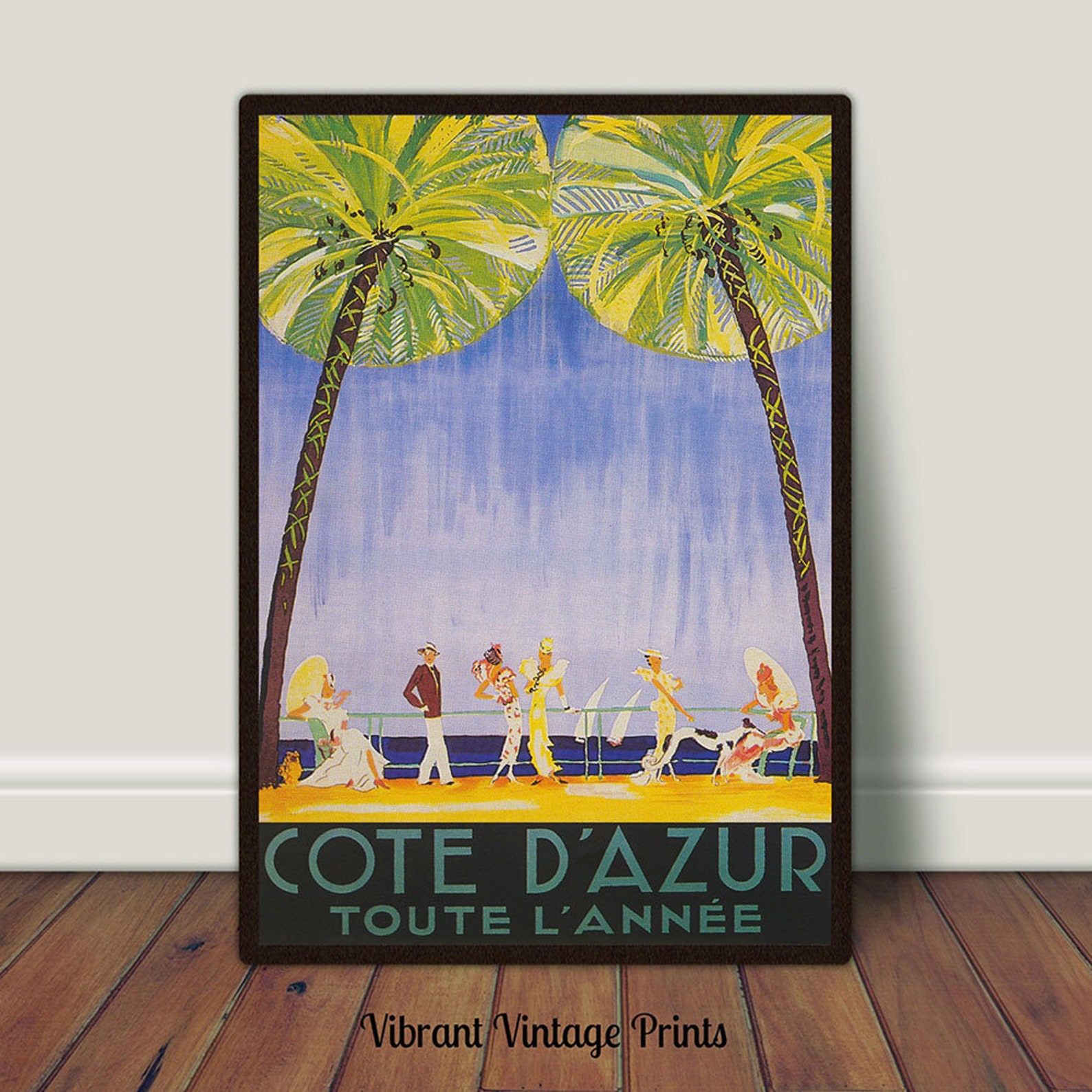 Cote D' Azur France Print French Riviera Vintage Travel | Etsy