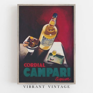 Campari Wall Art, Bar Cart Decor, Vintage Wall Art, Beverage Wall Art, Liquor Wall Art, Bar Wall Decor, DIGITAL DOWNLOAD, PRINTABLE Wall Art
