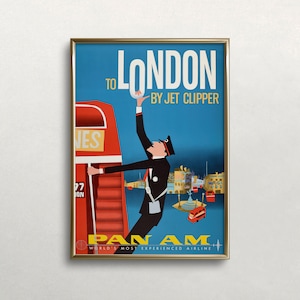 Póster de viaje de Londres, arte de pared vintage, Reino Unido, impresión vintage de Londres, decoración de pared retro, arte de Inglaterra, DESCARGA DIGITAL, arte IMPRIMIBLE