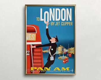 Vintage London Travel Poster: Retro England Wall Art (Digital Download)
