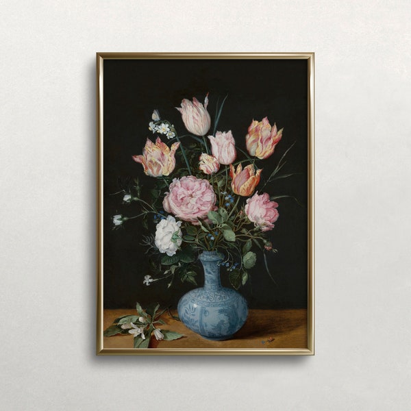 Moody Flower Print |  Flowers in Vase | Vintage Wall Art | Dark Aesthetic | Antique Decor | Flower Bouquet | DOWNLOAD | PRINTABLE Art #239