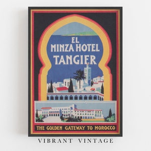 Impresión de viaje de Marruecos, Impresión de Tánger, Hotel El Minzah, Arte de pared de Marruecos, Arte de pared vintage, DESCARGA DIGITAL, Arte de pared IMPRIMIBLE, Arte grande