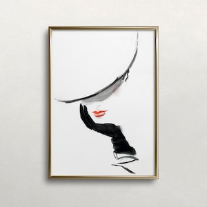 Woman Portrait, Fashion Wall Art, Vintage Wall Art, Retro Wall Decor, Black Gove,, PRINTABLE Wall Art, DIGITAL DOWNLOAD, Large Wall Art