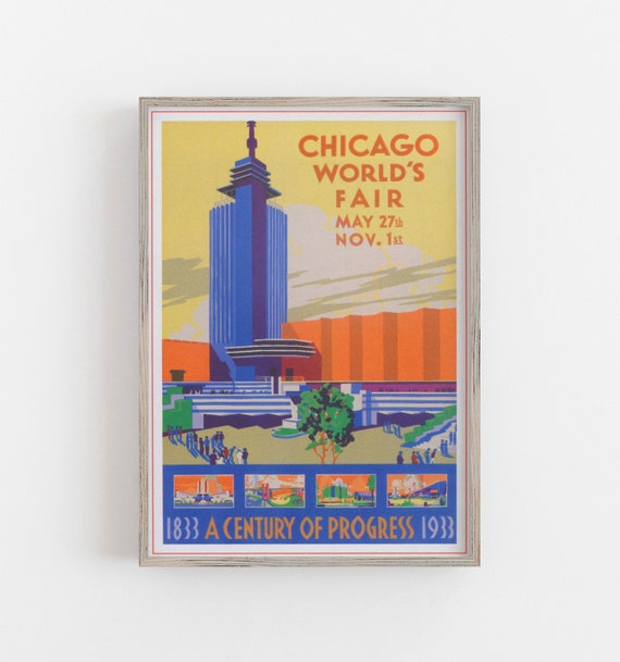 Chicago Wall Art, Vintage Wall Art, 1933 World's Fair Poster, Art Deco Wall Decor, Colorful Wall Art, DOWNLOAD, PRINTABLE Art Large Wall Art