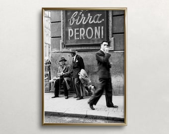 Men in a Street of Napoli Italy Print, Vintage Italian Men Photo Print: Retro Black and White Wall Art (Digital Download)