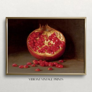 Vintage Pomegranate Painting: Farmhouse Kitchen Wall Art (Digital Download)