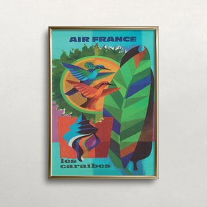 Arte mural caribeño, arte mural vintage, impresión tropical, arte mural colorido, decoración de pared retro, descarga digital, arte mural IMPRIMIBLE, arte grande