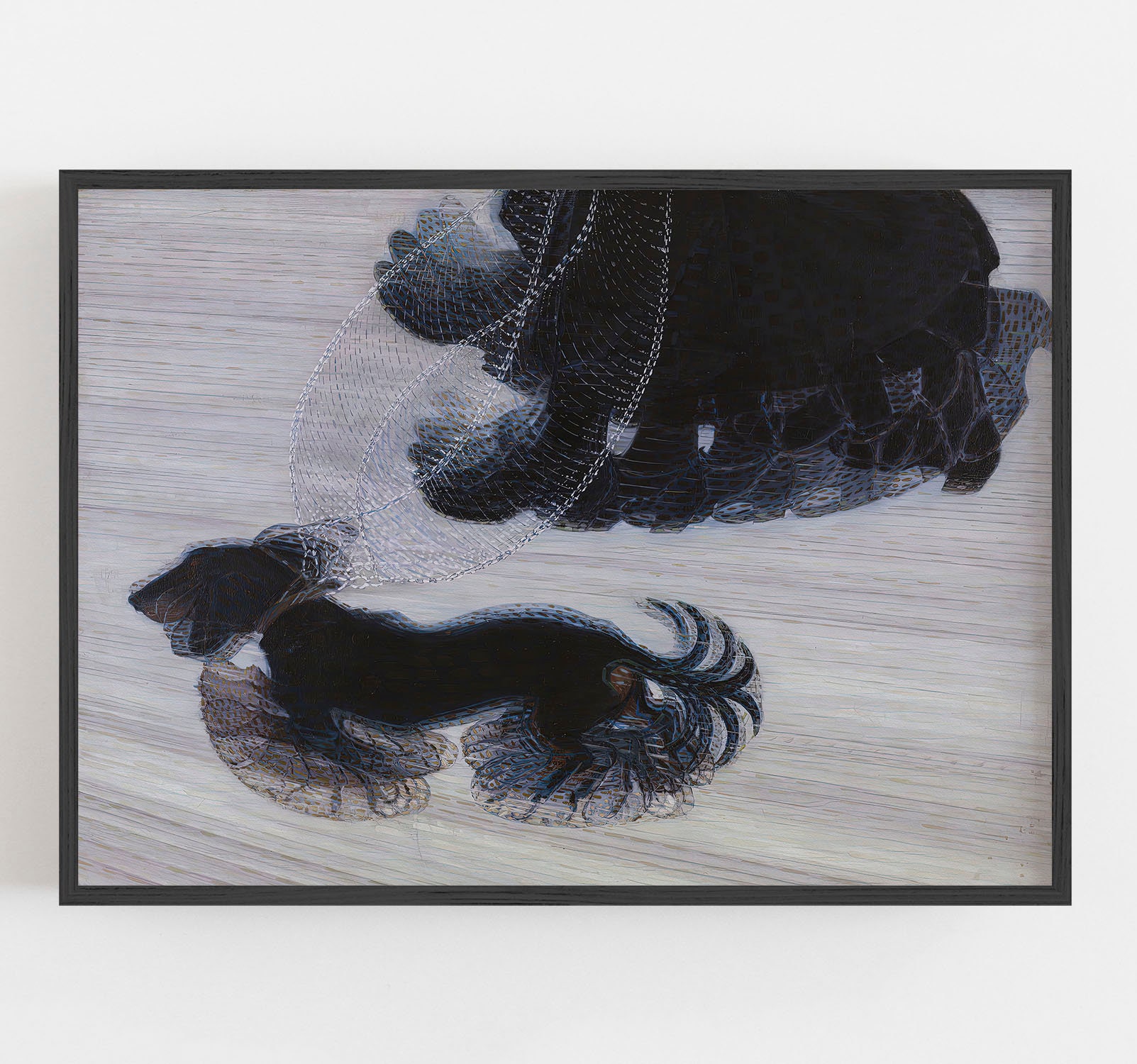 ヴィンテージ ブラック ドッグ アートプリント：犬の躍動感（デジタル