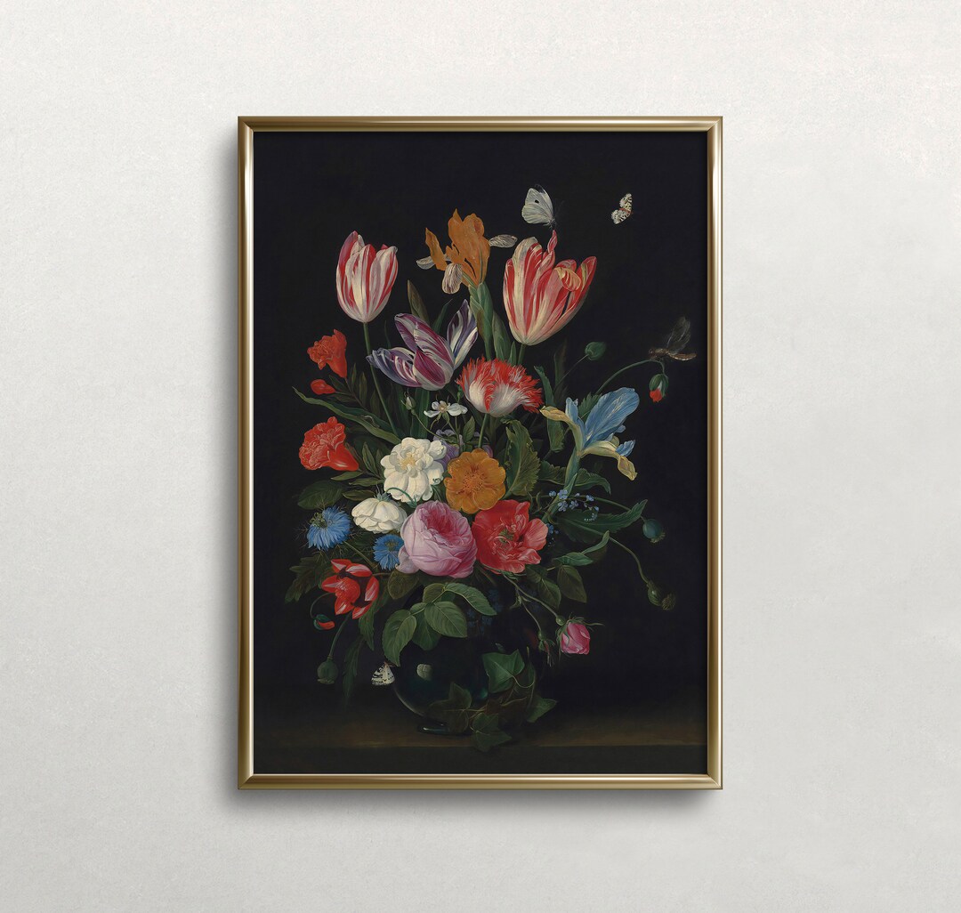 Moody Floral Art | Vintage Wall Art | Dark Academia Print | Antique ...