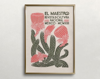 Mexico Cactus Art Print: Vintage Boho Wall Decor (Digital Download)