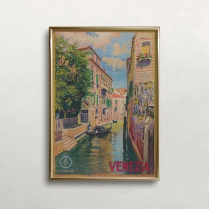 Arte murale di Venezia, poster di viaggio di Venezia, arte murale dell&#39;Italia, arte murale vintage, colori neutri tenui, antico, DOWNLOAD DIGITALE, arte murale STAMPABILE