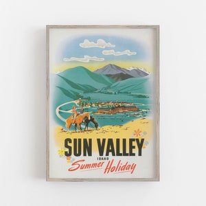 Sun Valley Idaho Print, Sun Valley Wall Art, Idaho Wall Art, Vintage Wall Art, Retro Wall Decor, DIGITAL DOWNLOAD, PRINTABLE Art, Large Art