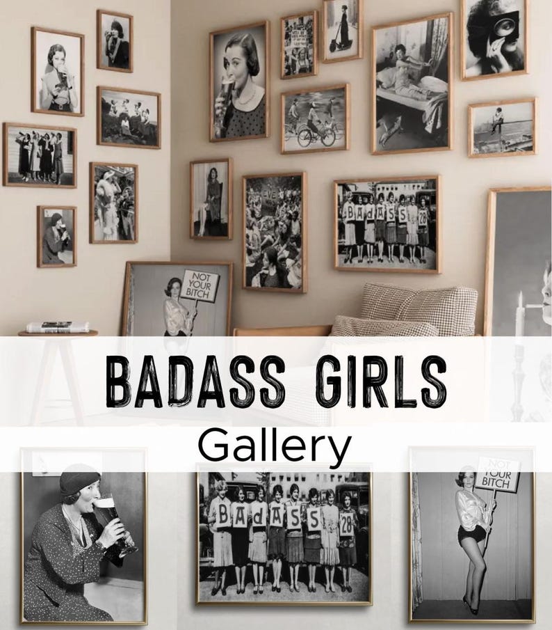 Feminist Gallery Wall Art: Black and White Female Empowerment (Digital Download) image 1
