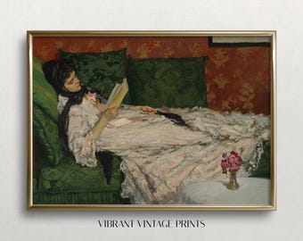 Vintage Woman Reading Print: 19th Century Portrait (Digital Download)