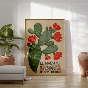 El Maestro Kaktustryck: Vintage Mexikos väggkonst (digital nedladdning) bild 2