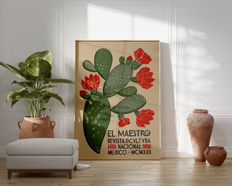El Maestro Kaktustryck: Vintage Mexikos väggkonst (digital nedladdning) bild 2