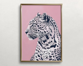 Pink Leopard Art Print: Safari Animal Wall Decor (Digital Download)