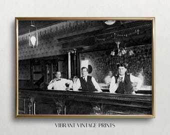 Foto av bartendrar från förbudstiden: Vintage svartvit konst (digital nedladdning)