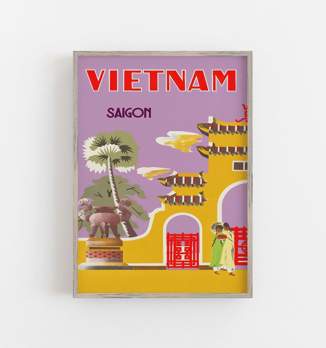 Vietnam Wall Art, Vintage Wall Art, Asian Wall Art, Retro Wall Art, Colorful Travel Print
