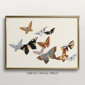 Vintage Japanese Butterfly Print: Muted Neutral Wall Art (Digital Download)