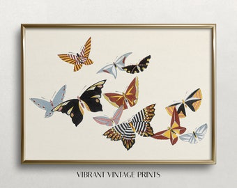 Butterfly Wall Art | Vintage Wall Art | Butterflies Print | Japanese Wall Art | Muted Neutral Decor| Digital DOWNLOAD | PRINTABLE Art #280