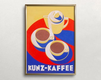 Vintage Coffee Poster Art: Colorful Cafe Wall Decor (Digital Download)
