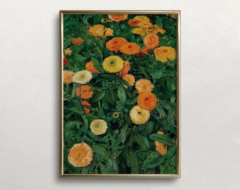 Ringelblumen Wandbild: Bunte Blumen Antik Dekor (Digitaler Download)