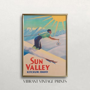 Sun Valley Idaho Art, Ski Print, Vintage Ski Poster, Sun Valley Wall Art, Winter Art Retro Wall Decor, DIGITAL DOWNLOAD, PRINTABLE Wall Art