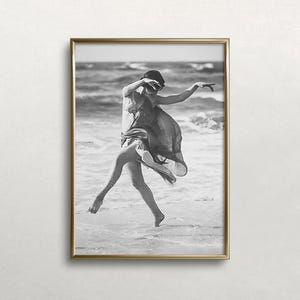 Vintage Beach Dancer Art: Black and White Photo (Digital Download)