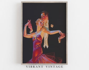 Vintage Dancers Art Print, Romantic Fashion Poster (Digital Download)