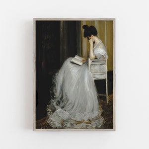 Woman Reading Book | Woman Portrait | Vintage Wall Art | Neutral Colors | Antique Wall Decor | Victorian Woman Print | PRINTABLE Art #188