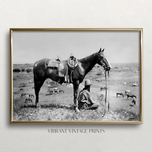 Vintage Cowboy & Horse Photo: Western Wall Art (Digital Download)
