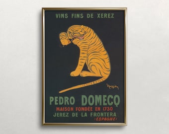 Vintage Tiger Wine Poster Art: Bar Cart Decor (Digital Download)