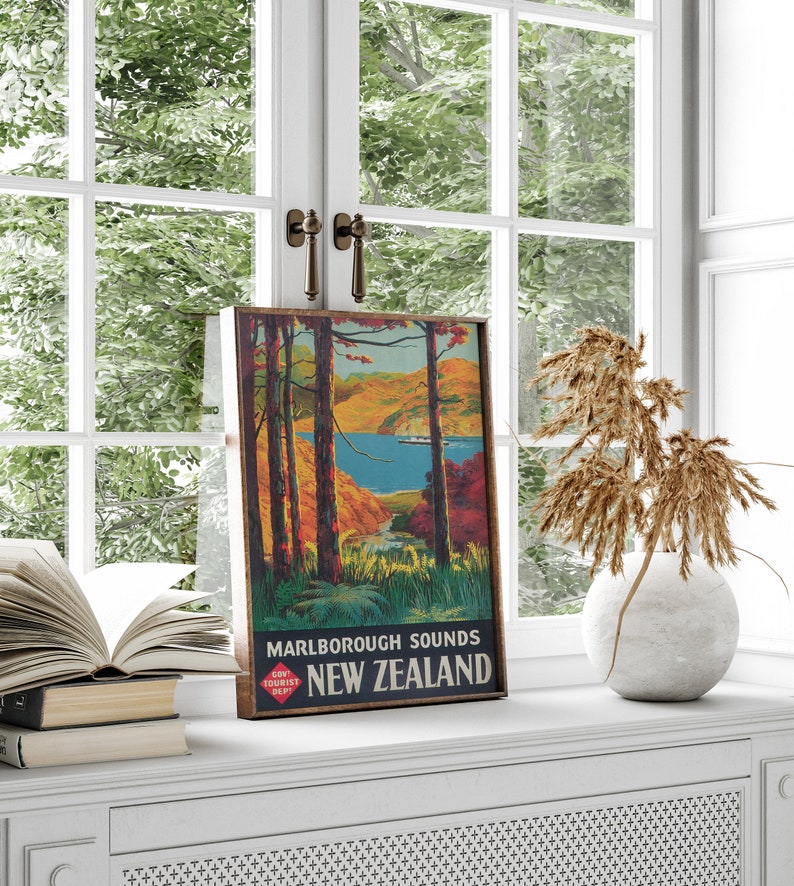 New Zealand Wall Art Vintage Wall Art Marlborough Sounds Etsy
