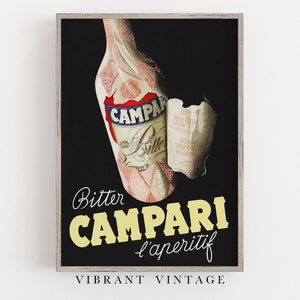 Bitter Campari Print, Bar Wall Decor, Vintage Wall Art, Vintage Poster Art, Beverage Advertisement, DIGITAL DOWNLOAD, PRINTABLE Wall Art