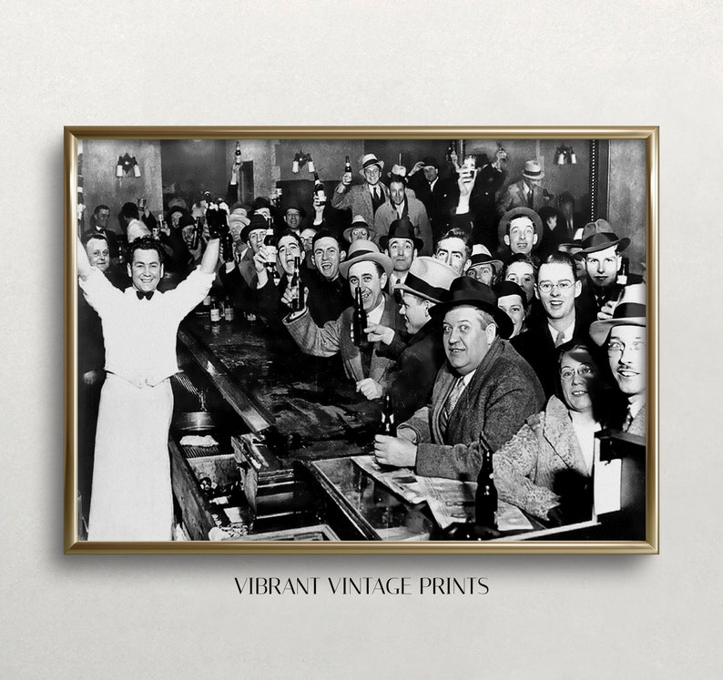 Prohibition Bar Print: Vintage Black and White Wall Art (Digital Download) image 1